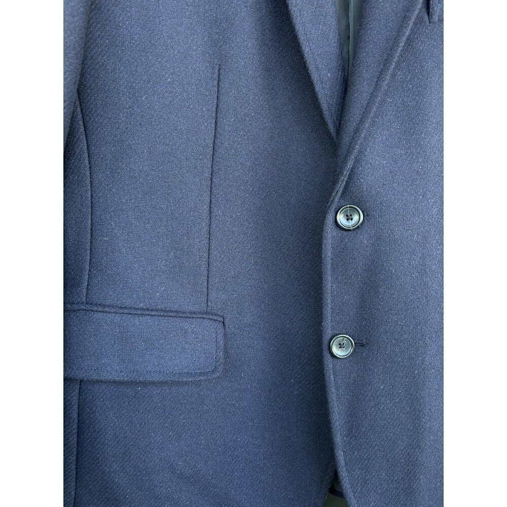 Vane Men's Navy Wool Herringbone 2 Button Blazer Size 44R Fall Winter Classic - Picture 5 of 12